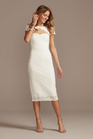 Cap Sleeve Lace Dress with Scalloped ...